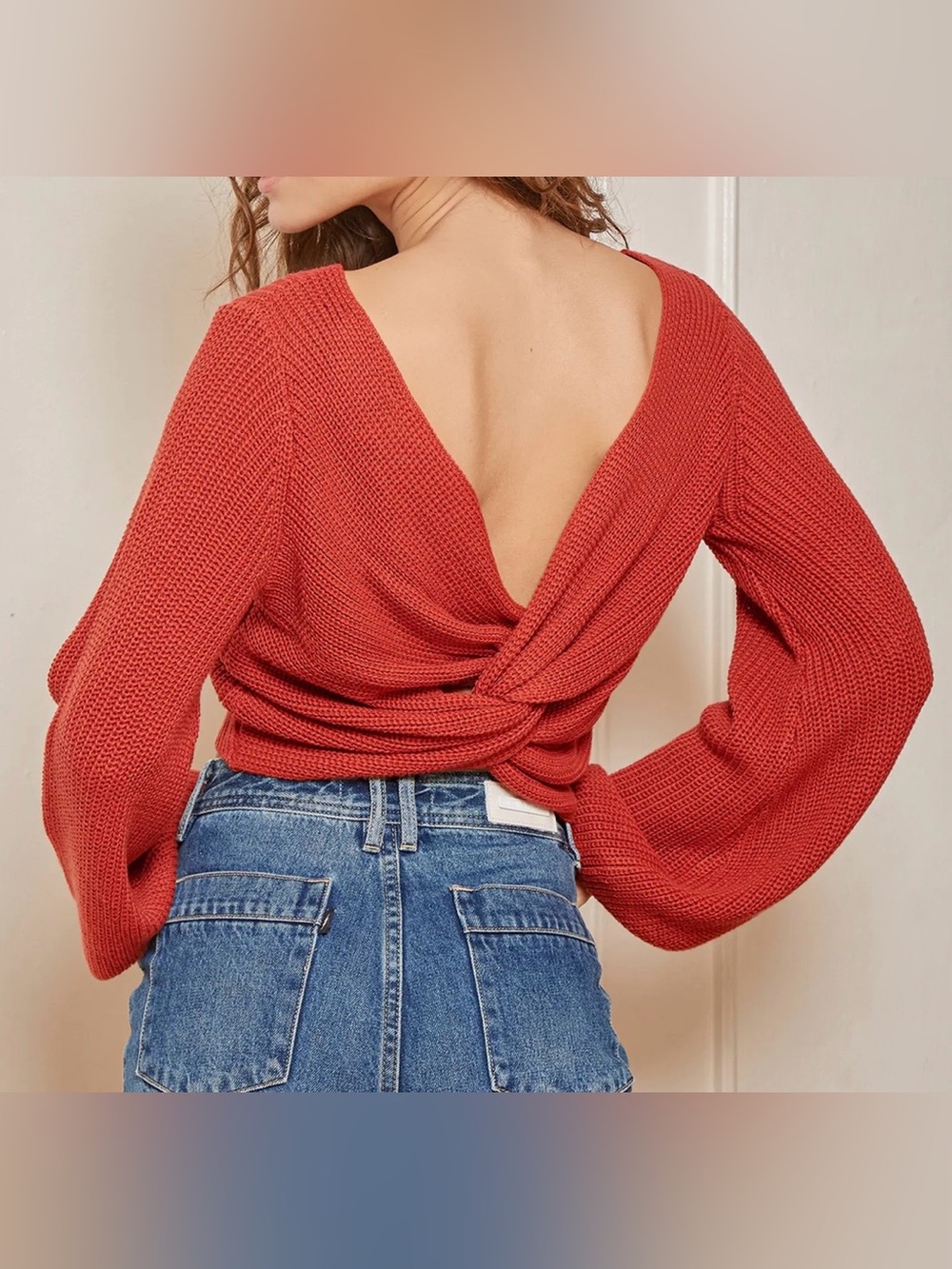 Lulus Let's Get Away Rust Red Knit Twist Back Sweater - Picture 2 of 11